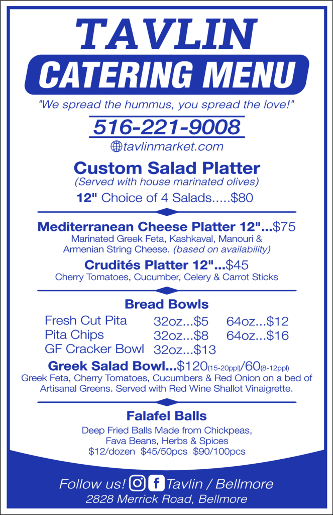 Tavlin Catering Menu - Bellmore New York