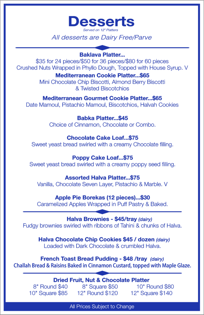 Tavlin Catering Menu - Bellmore New York