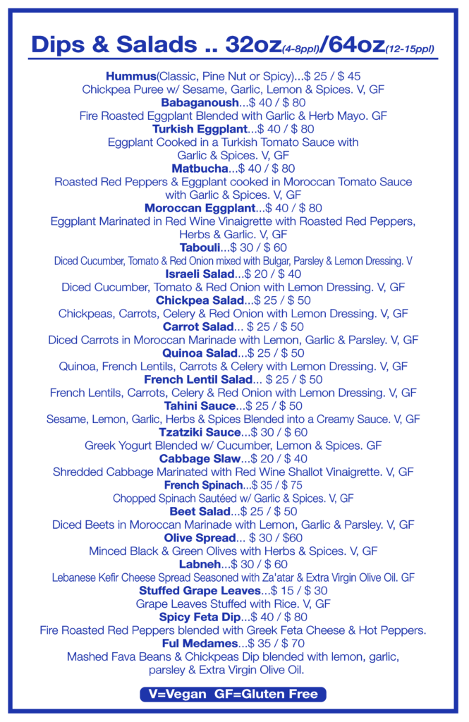 Tavlin Catering Menu - Bellmore New York